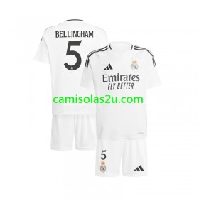 Camisolas de futebol Real Madrid Jude Bellingham 5 Criança Equipamento Principal 2024/25 Manga Curta